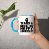 Happy 4th Anniversary 4 Years & Counting - 11oz Accent Mug Blue