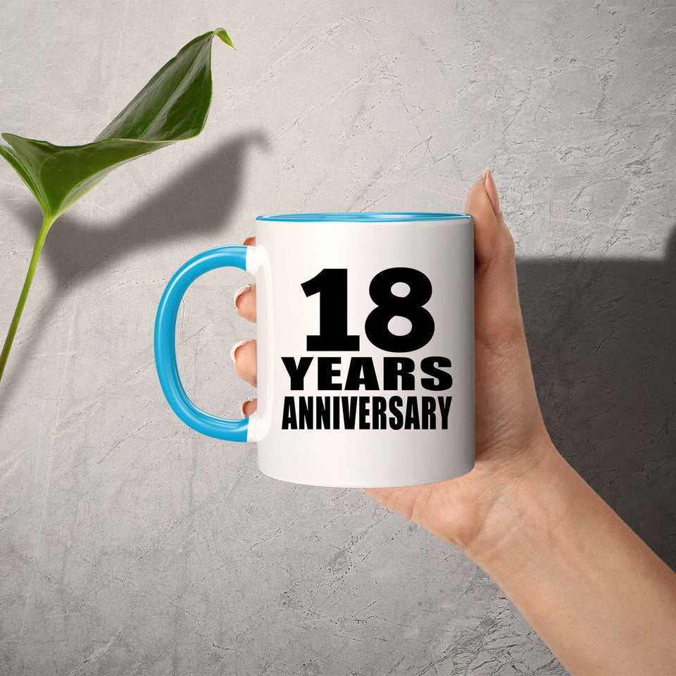18th Anniversary 18 Years - 11oz Accent Mug Blue