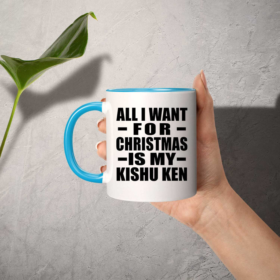 All I Want For Christmas Is My Kishu Ken - 11oz Accent Mug Blue