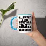 All I Want For Christmas Is My Norwegian Elkhound - 11oz Accent Mug Blue