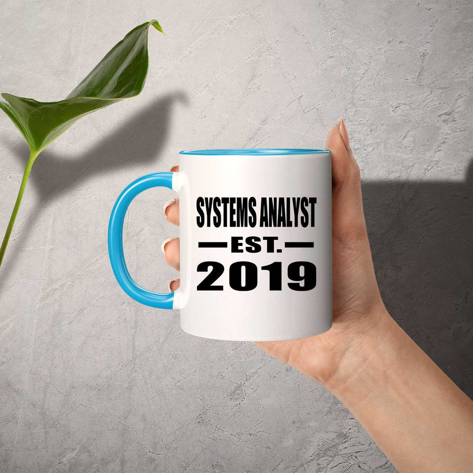 Systems Analyst Established EST. 2019 - 11oz Accent Mug Blue