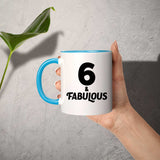 6th Birthday 6 & Fabulous - 11oz Accent Mug Blue