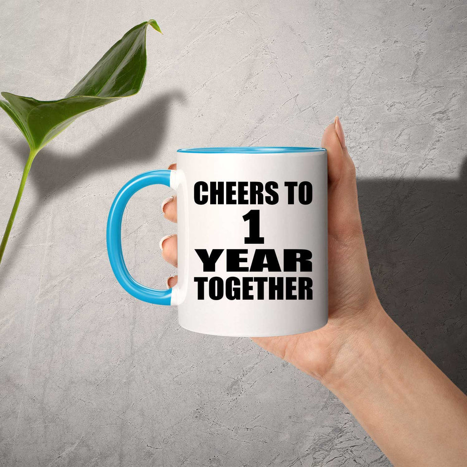 1st Anniversary Cheers To 1 Year Together - 11oz Accent Mug Blue