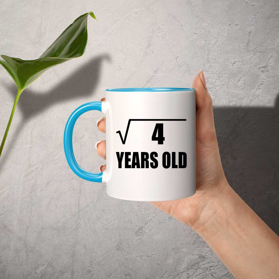2nd Birthday Square Root of 4 Years Old - 11oz Accent Mug Blue