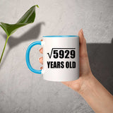 77th Birthday Square Root of 5929 Years Old - 11oz Accent Mug Blue