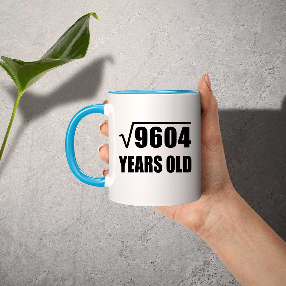 98th Birthday Square Root of 9604 Years Old - 11oz Accent Mug Blue