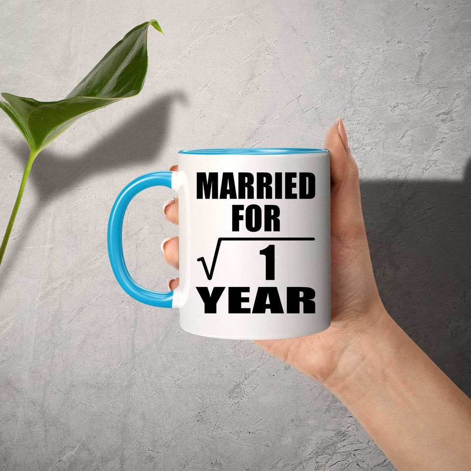 1st Anniversary Married For Square Root of 1 Year - 11oz Accent Mug Blue