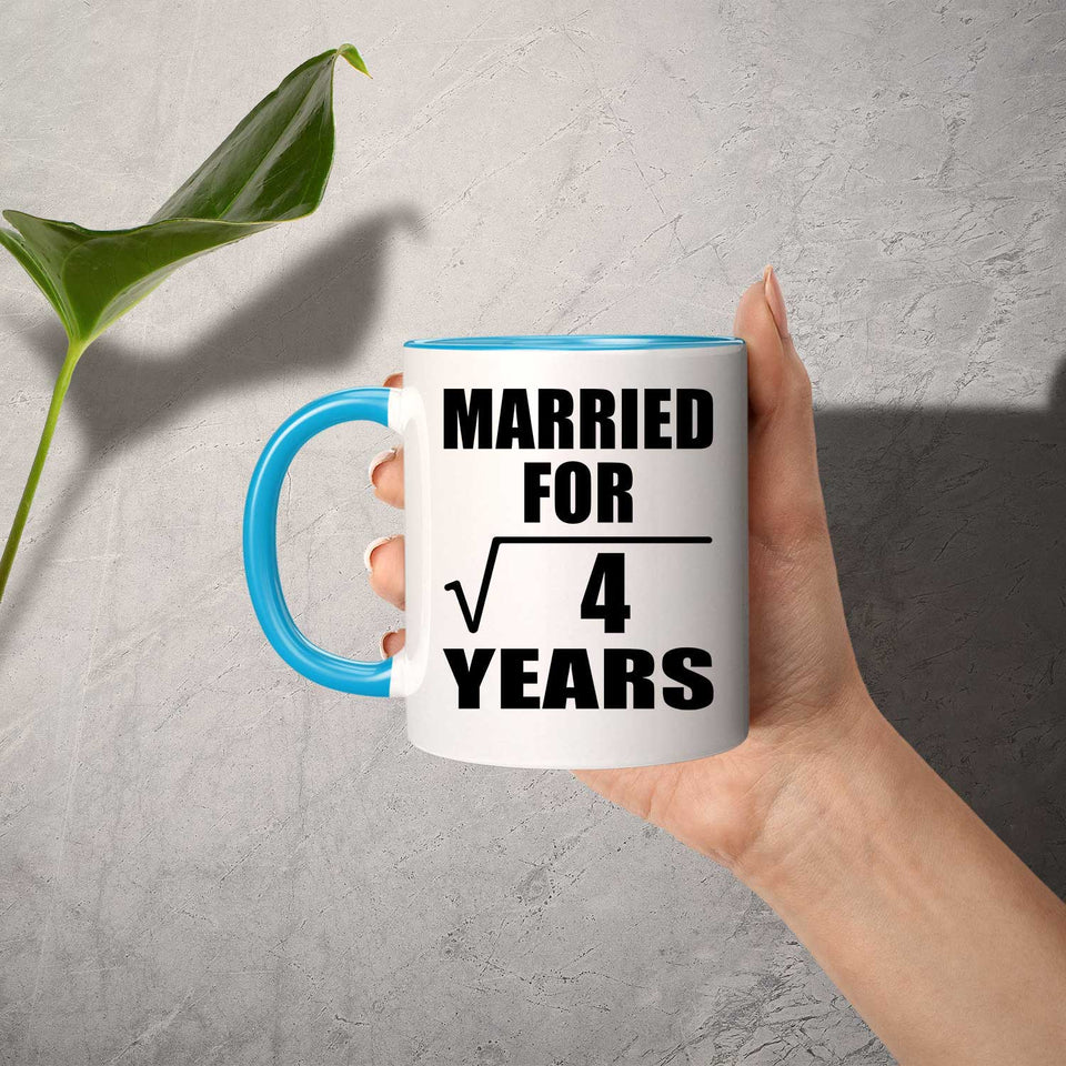 2nd Anniversary Married For Square Root of 4 Years - 11oz Accent Mug Blue