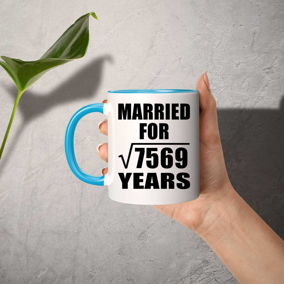87th Anniversary Married For Square Root of 7569 Years - 11oz Accent Mug Blue