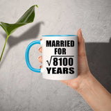 90th Anniversary Married For Square Root of 8100 Years - 11oz Accent Mug Blue