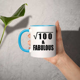10th Birthday Square Root of 100 & Fabulous - 11oz Accent Mug Blue