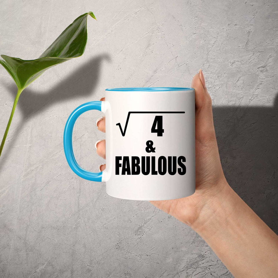2nd Birthday Square Root of 4 & Fabulous - 11oz Accent Mug Blue