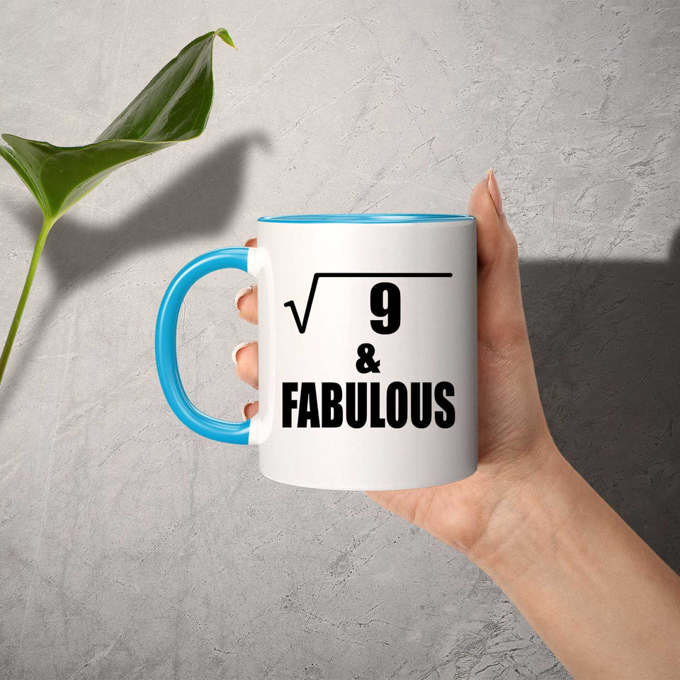 3rd Birthday Square Root of 9 & Fabulous - 11oz Accent Mug Blue