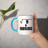 3rd Birthday Square Root of 9 & Fabulous - 11oz Accent Mug Blue