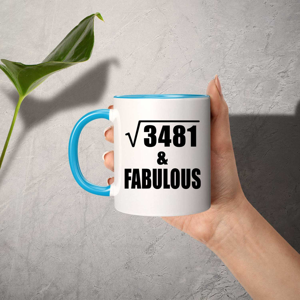 59th Birthday Square Root of 3481 & Fabulous - 11oz Accent Mug Blue