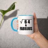 8th Birthday Square Root of 64 & Fabulous - 11oz Accent Mug Blue