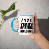 11th Birthday Square Root of 121 Years of Being Awesome - 11oz Accent Mug Blue