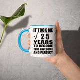 5th Birthday Took Square Root of 25 Years To Awesome - 11oz Accent Mug Blue