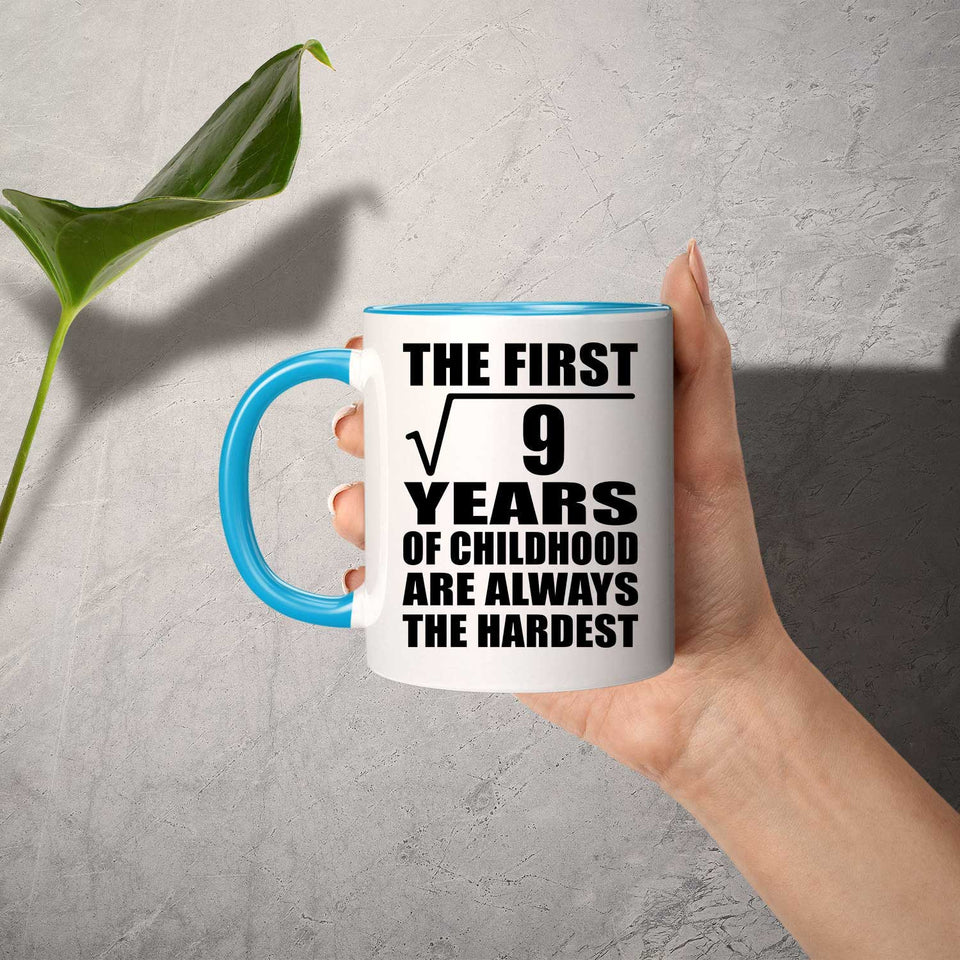3rd Birthday Square Root of 9 Years of Childhood - 11oz Accent Mug Blue