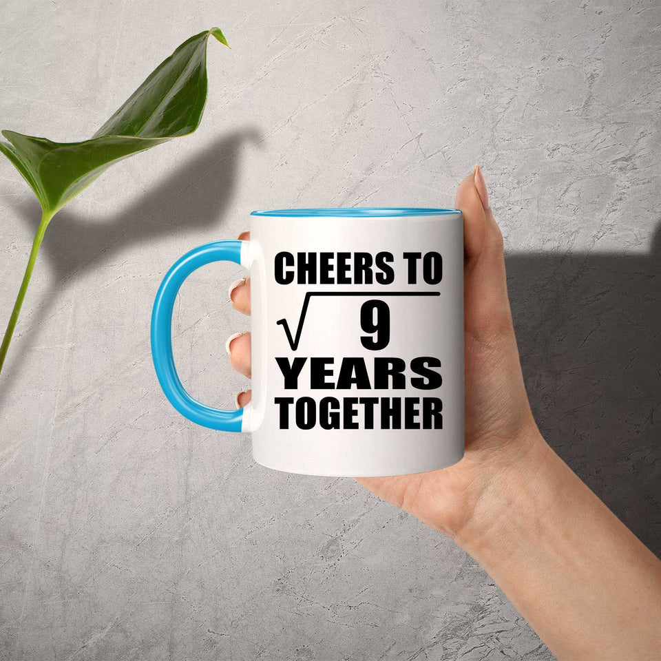 3rd Anniversary Cheers To Square Root of 9 Years Together - 11oz Accent Mug Blue