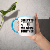 3rd Anniversary Cheers To Square Root of 9 Years Together - 11oz Accent Mug Blue