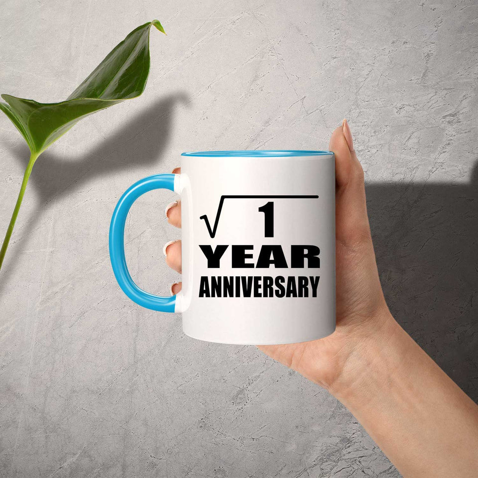 1st Anniversary Square Root of 1 Year Anniversary - 11oz Accent Mug Blue