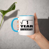 1st Anniversary Square Root of 1 Year Anniversary - 11oz Accent Mug Blue