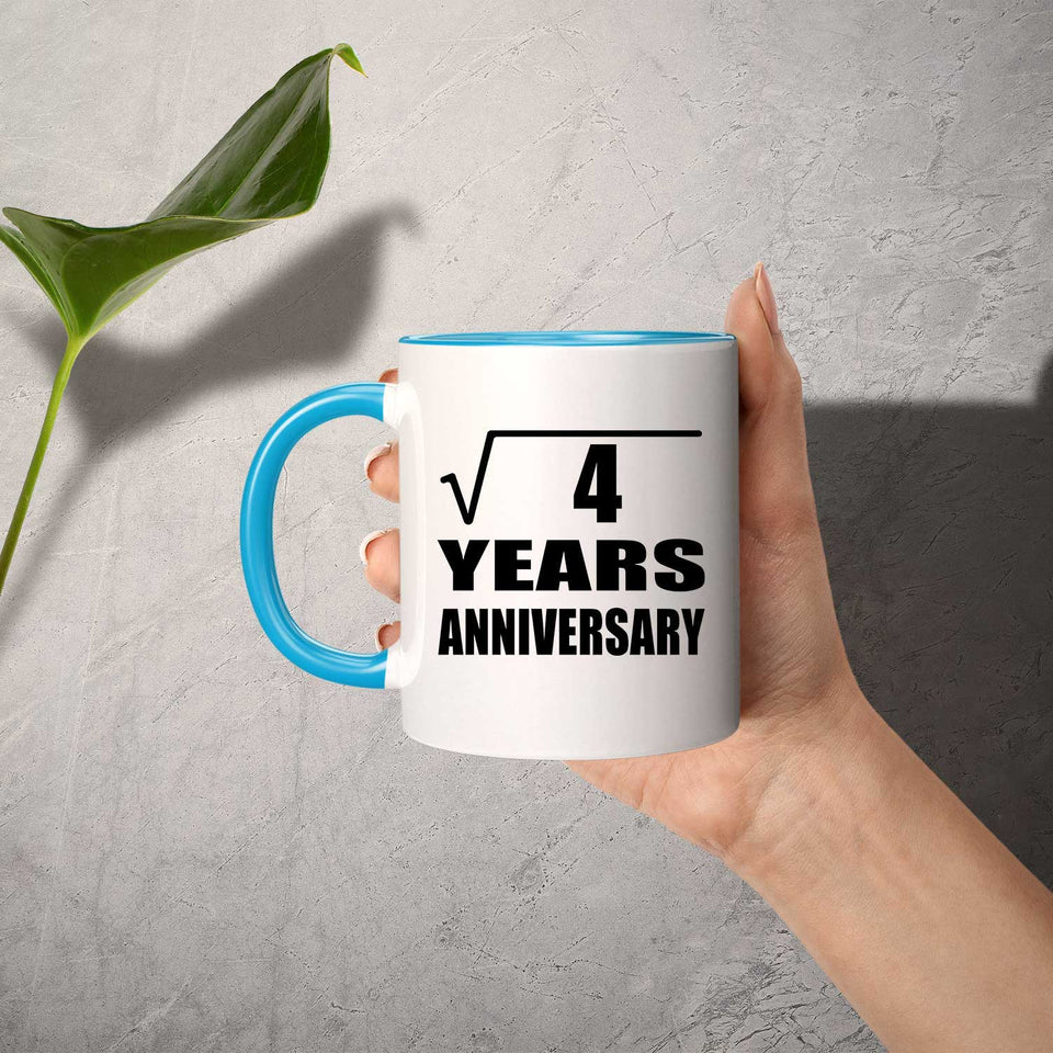 2nd Anniversary Square Root of 4 Years Anniversary - 11oz Accent Mug Blue