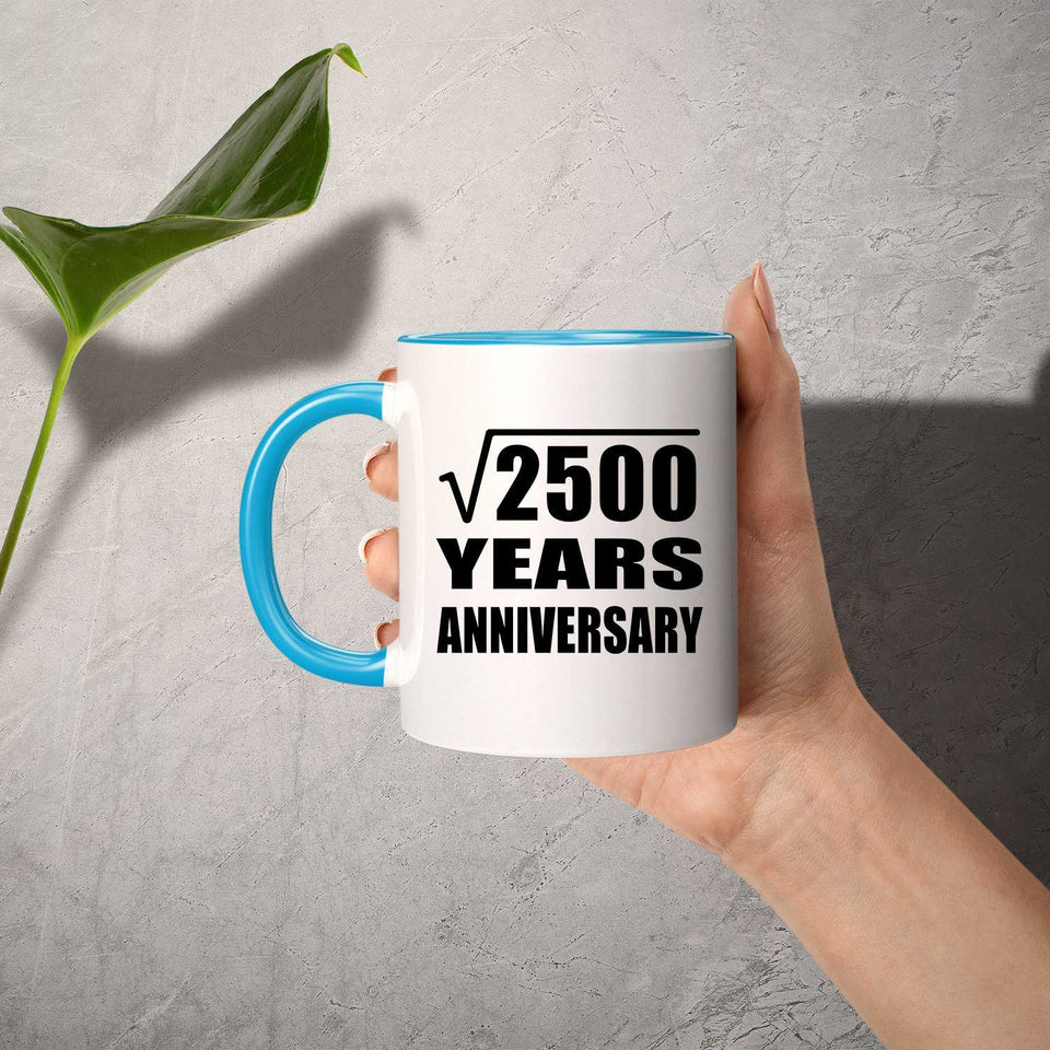 50th Anniversary Square Root of 2500 Years Anniversary - 11oz Accent Mug Blue