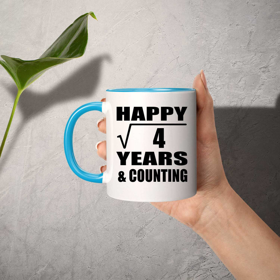 Happy 2nd Anniversary Square Root of 4 Years & Counting - 11oz Accent Mug Blue