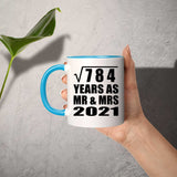 28th Anniversary Square Root of 784 Years As Mr & Mrs 2021 - 11oz Accent Mug Blue