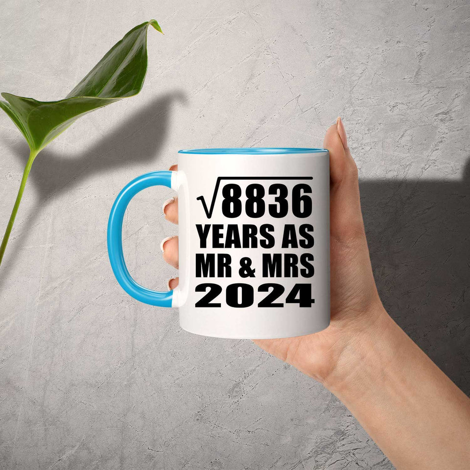 94th Anniversary Square Root of 8836 Years As Mr & Mrs 2024 - 11oz Accent Mug Blue