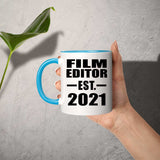 Film Editor Established EST. 2021 - 11oz Accent Mug Blue