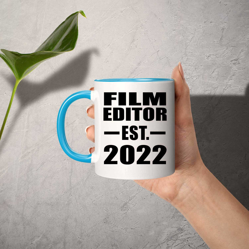 Film Editor Established EST. 2022 - 11oz Accent Mug Blue