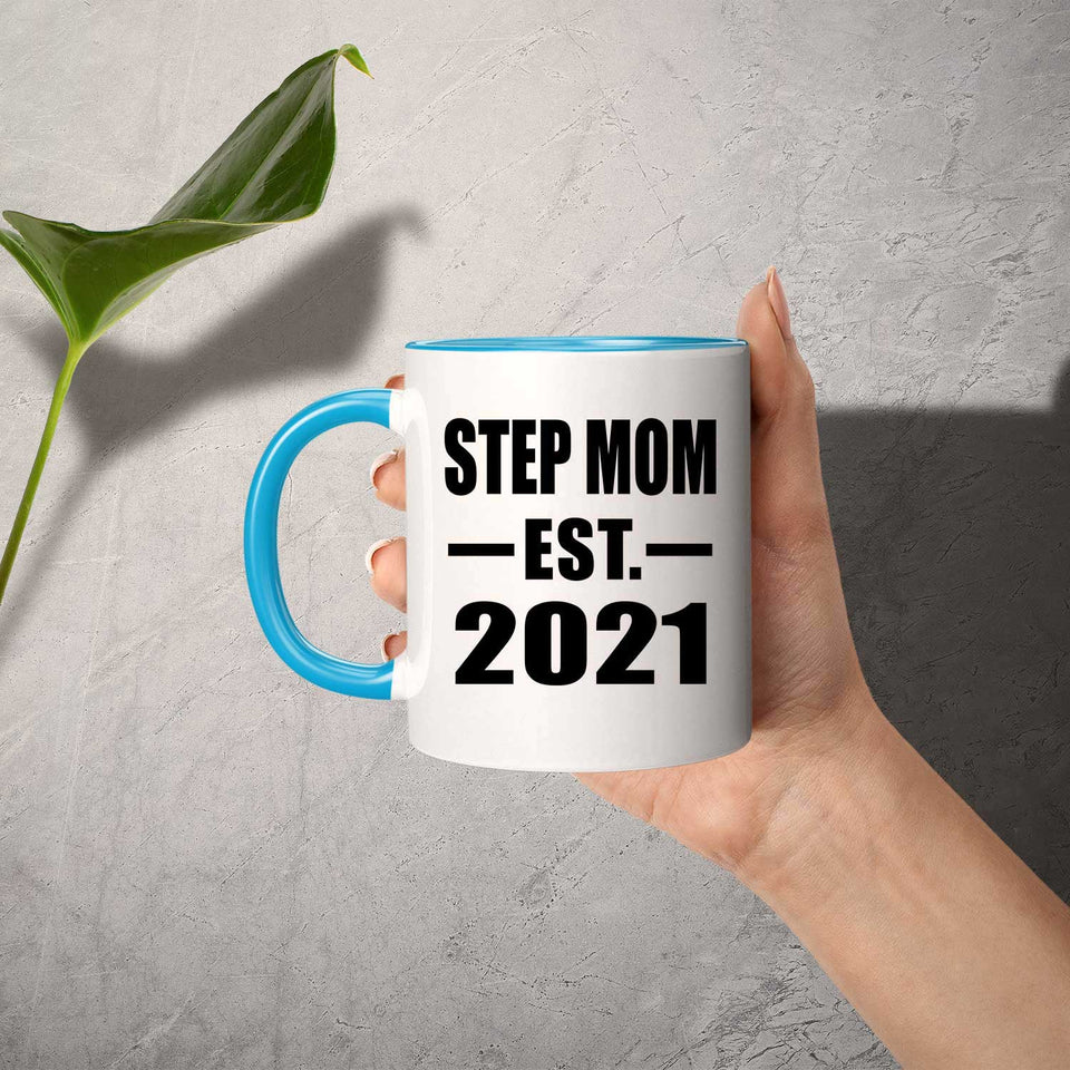 Step Mom Established EST. 2021 - 11oz Accent Mug Blue