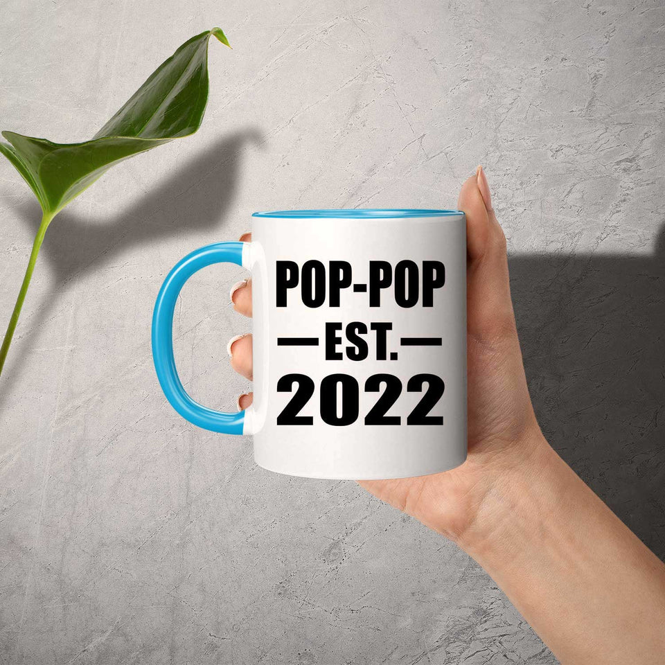 Pop-Pop Established EST. 2022 - 11oz Accent Mug Blue