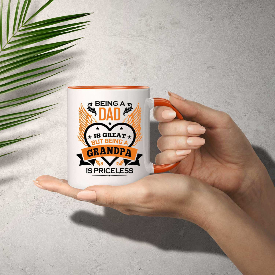 Being A Dad Is Great But Being A Grandpa is Priceless - 11oz Accent Mug Orange