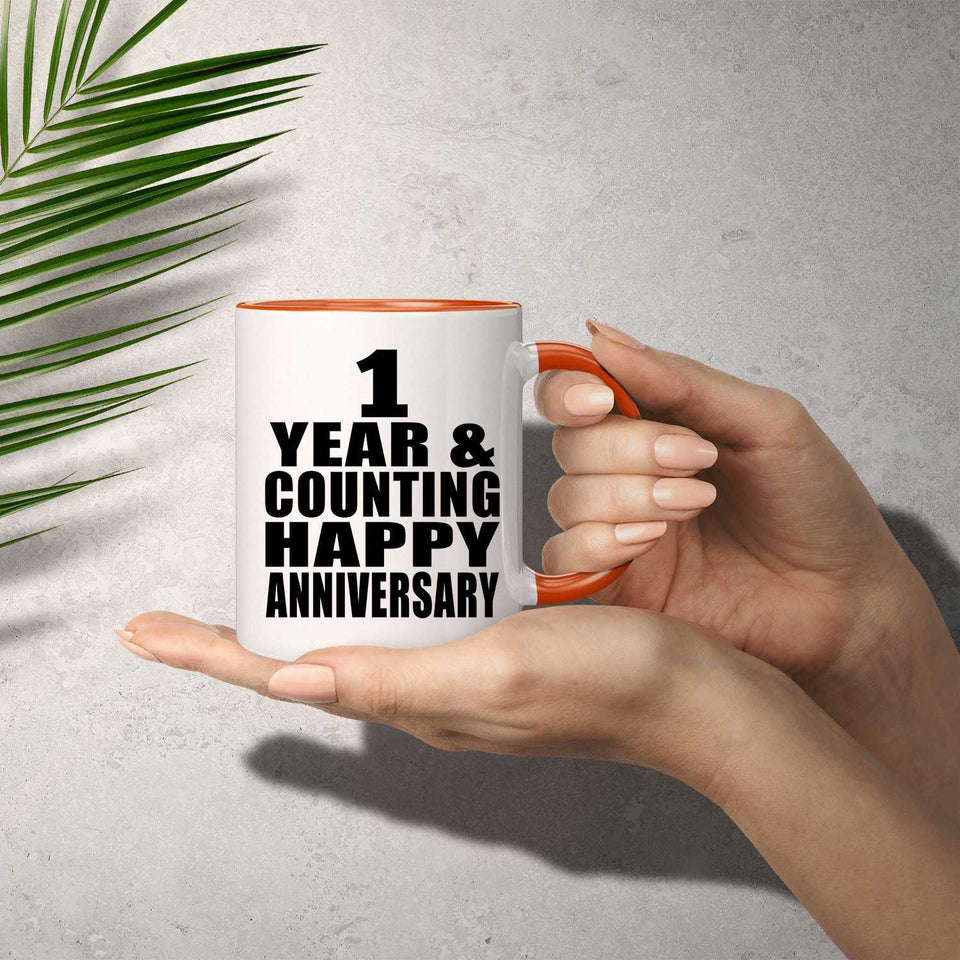 Happy 1st Anniversary 1 Year & Counting - 11oz Accent Mug Orange