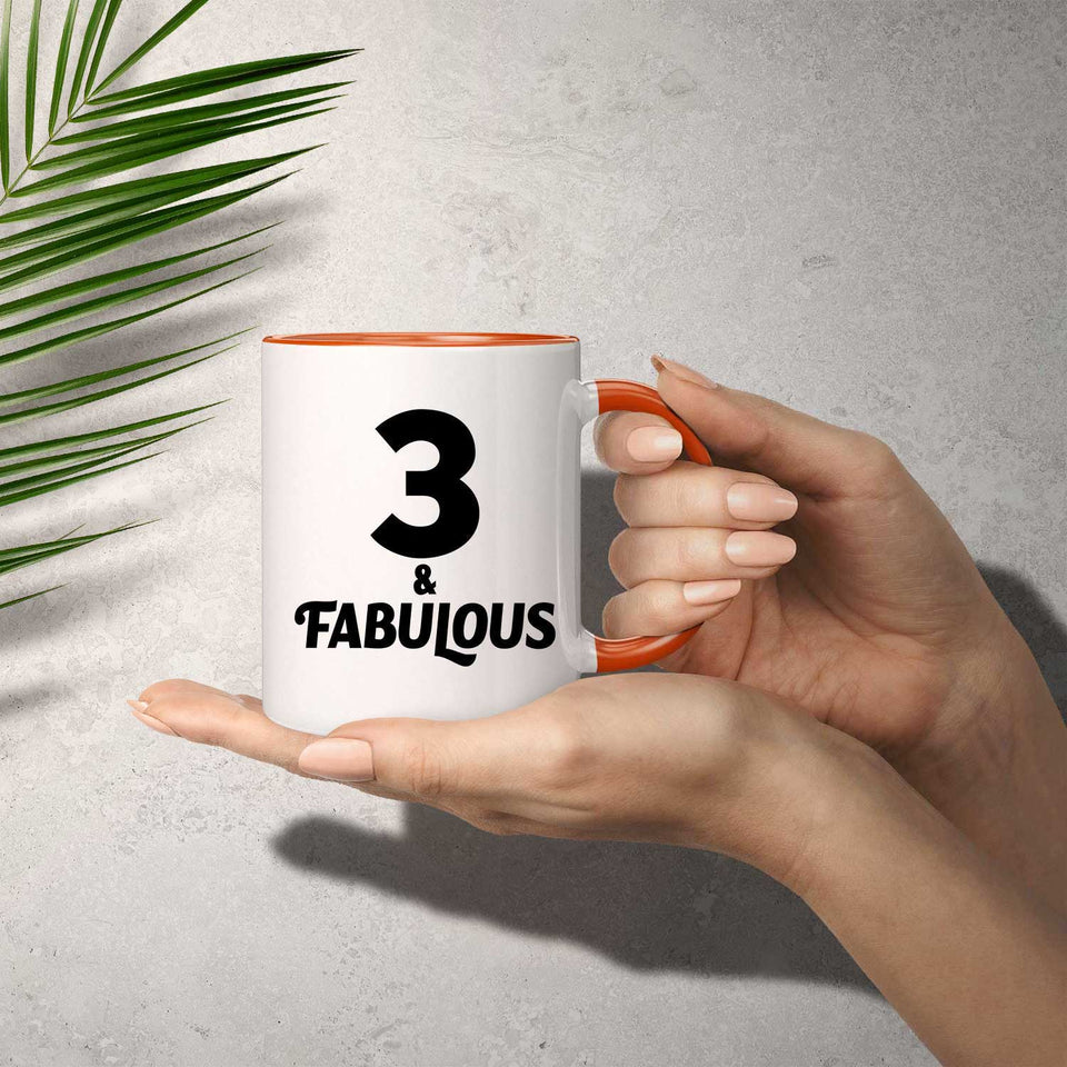 3rd Birthday 3 & Fabulous - 11oz Accent Mug Orange