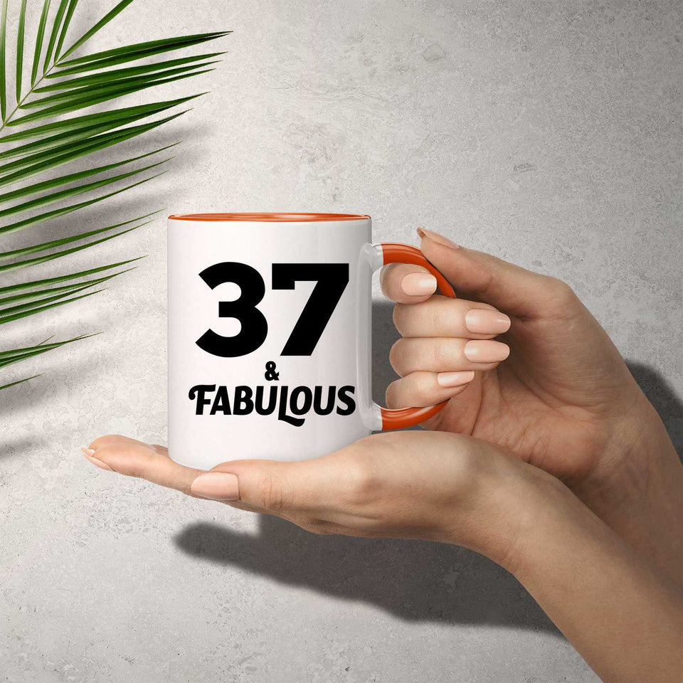 37th Birthday 37 & Fabulous - 11oz Accent Mug Orange