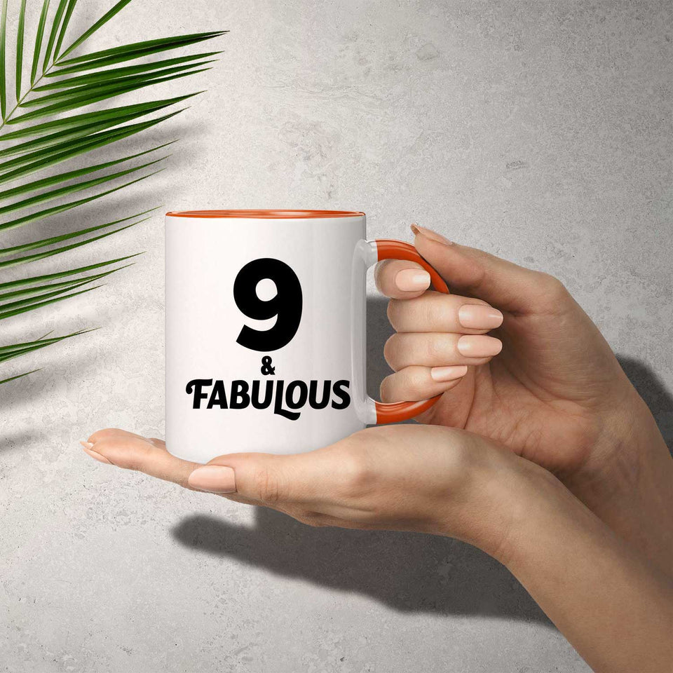 9th Birthday 9 & Fabulous - 11oz Accent Mug Orange