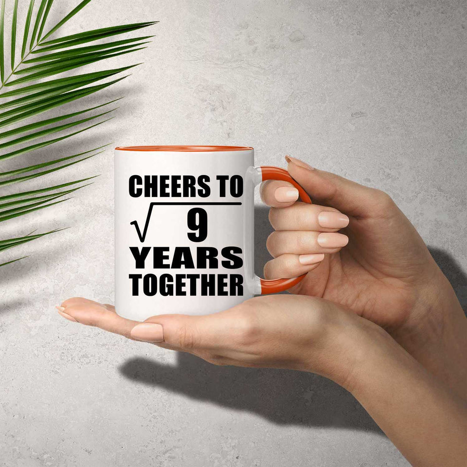 3rd Anniversary Cheers To Square Root of 9 Years Together - 11oz Accent Mug Orange