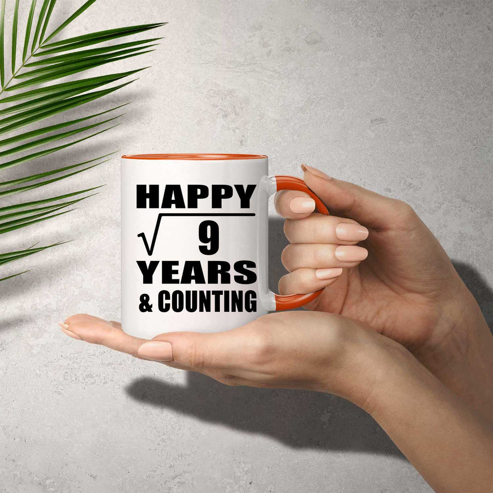 Happy 3rd Anniversary Square Root of 9 Years & Counting - 11oz Accent Mug Orange