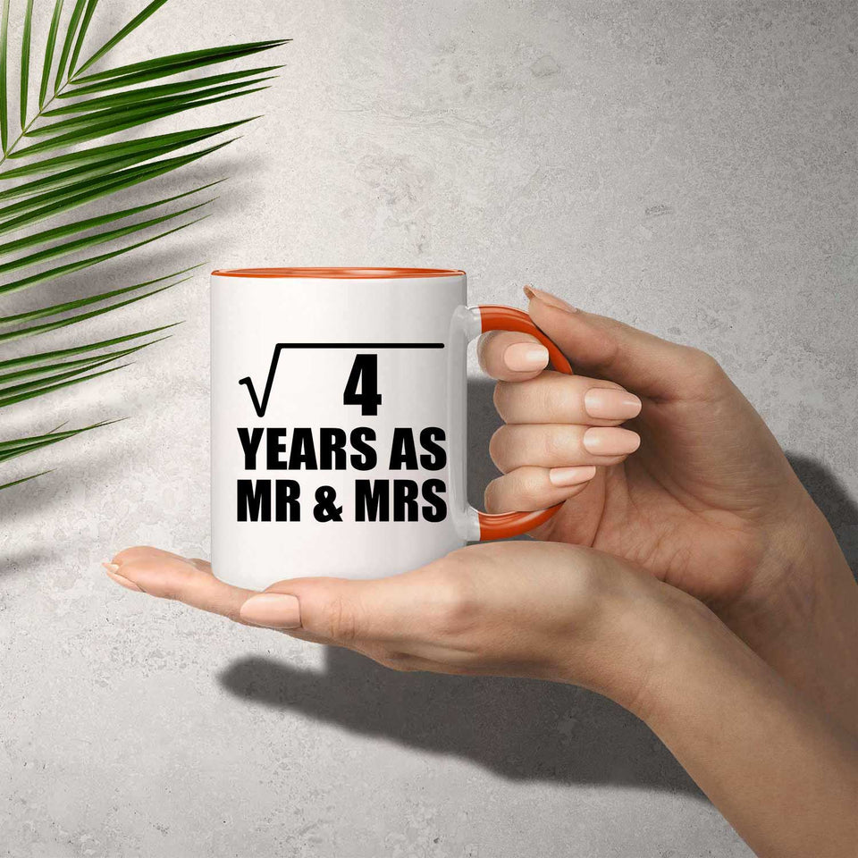 2nd Anniversary Square Root of 4 Years As Mr & Mrs - 11oz Accent Mug Orange