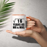 4th Anniversary Square Root of 16 Years As Mr & Mrs - 11oz Accent Mug Orange