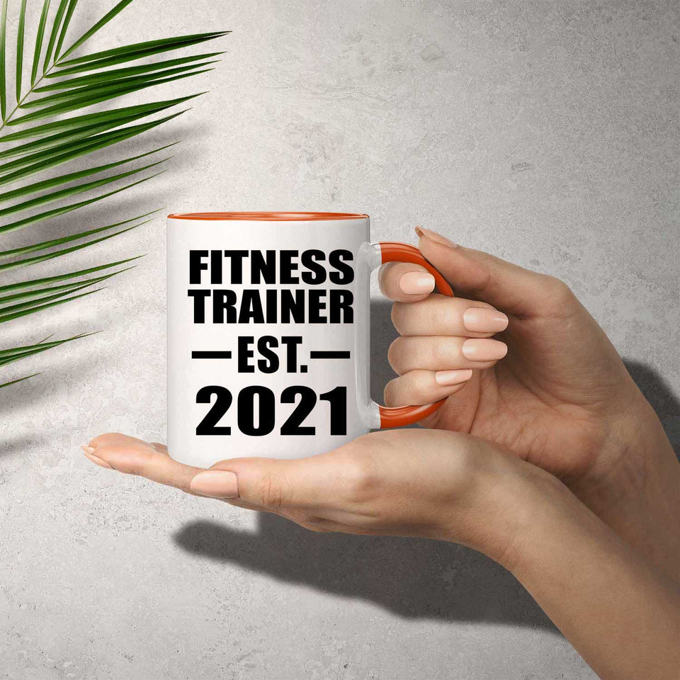 Fitness Trainer Established EST. 2021 - 11oz Accent Mug Orange