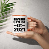 Hair Stylist Established EST. 2021 - 11oz Accent Mug Orange
