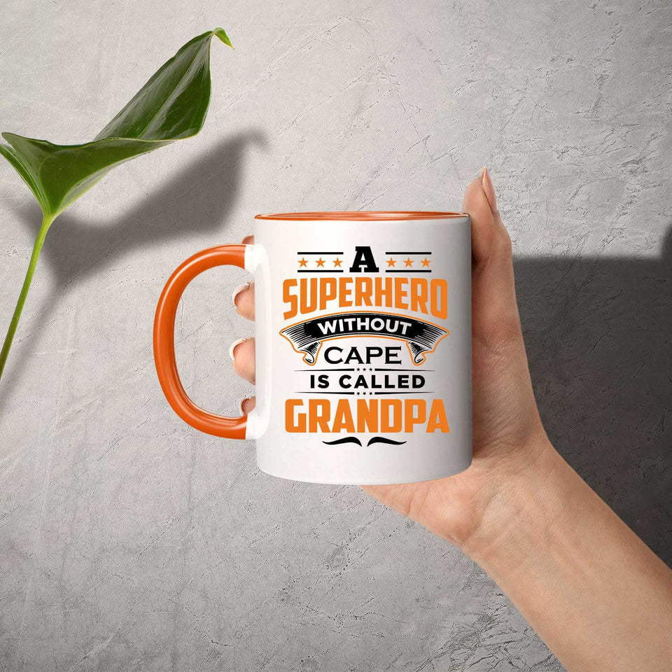 A Superhero Without Cape is Called Grandpa - 11oz Accent Mug Orange