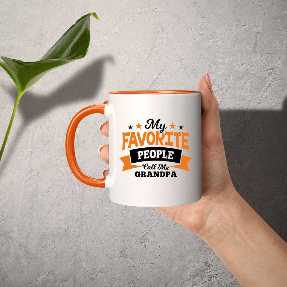 My Favorite People Call Me Grandpa - 11oz Accent Mug Orange
