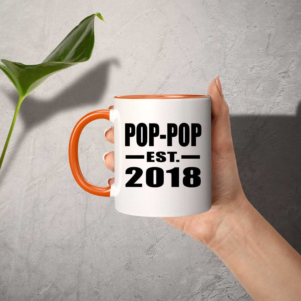 Pop-Pop Established EST. 2018 - 11oz Accent Mug Orange